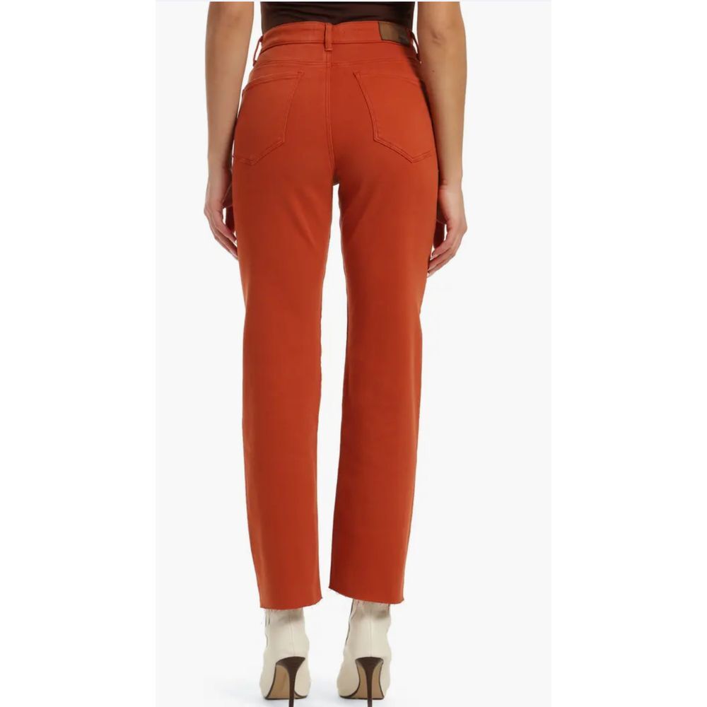 Barcelona High Waist Raw‎ Hem Flare Jeans Burnt Orange - Picture 2 of 3
